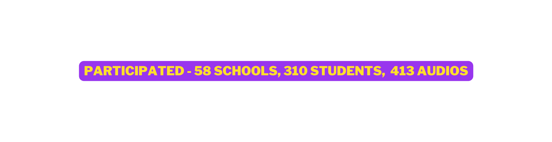 Participated 58 Schools 310 Students 413 Audios