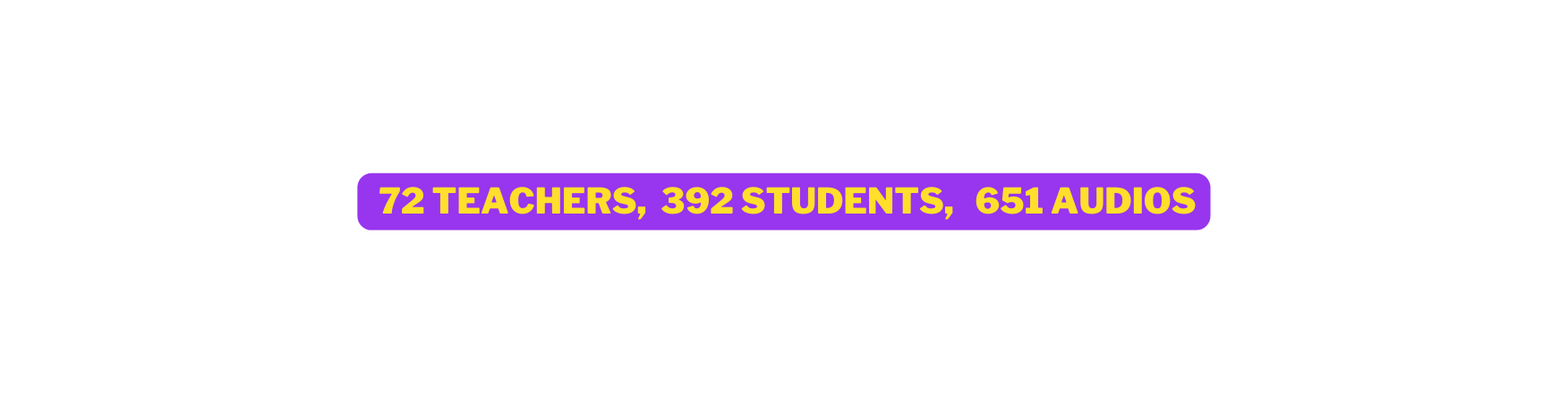 72 TEachers 392 Students 651 Audios